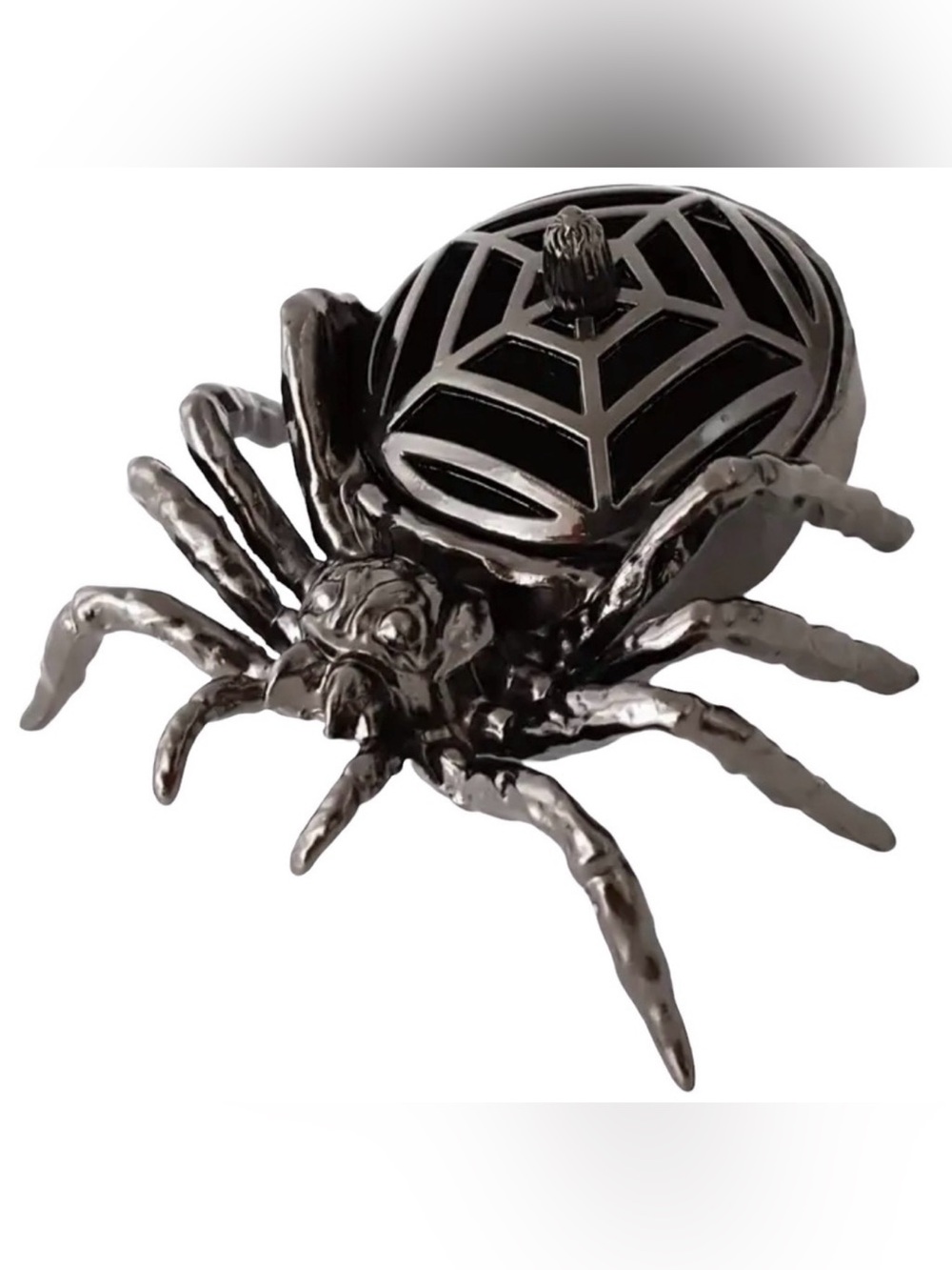 Incense Burner 2.4” Spider Gun Metal w/ Incense